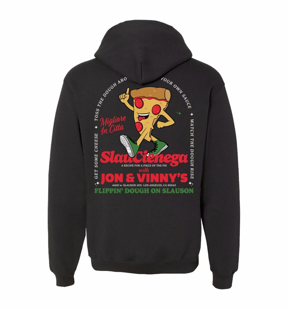 SlauCienega x Jon & Vinny's Big Slice Hoodie Back